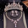 Luxury Green Crown Bridal Jewelry Sets for Women Tiaras Necklace Earring Set Wedding Choker Bride Evening Jewelry Set Fashion