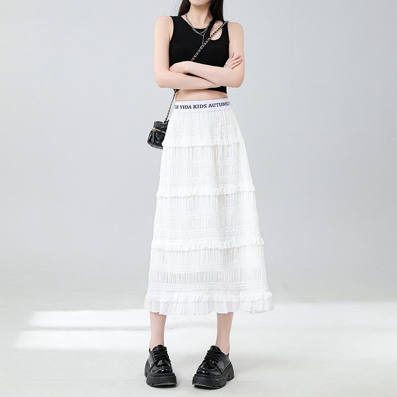 

Белая юбка А-силуэта в балетном стиле - женская коллекция Лето 2025 L (110-119 jin) белый