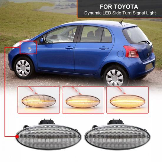 2X Sequential LED Side Marker Light For Toyota Yaris RAV4 Corolla hatchback Vitz