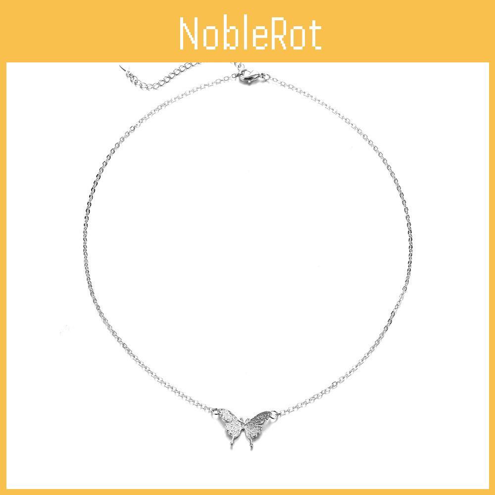 Trendy Silver Butterfly Charm Necklace For Women Unique Layered Design Jewelry Piece
