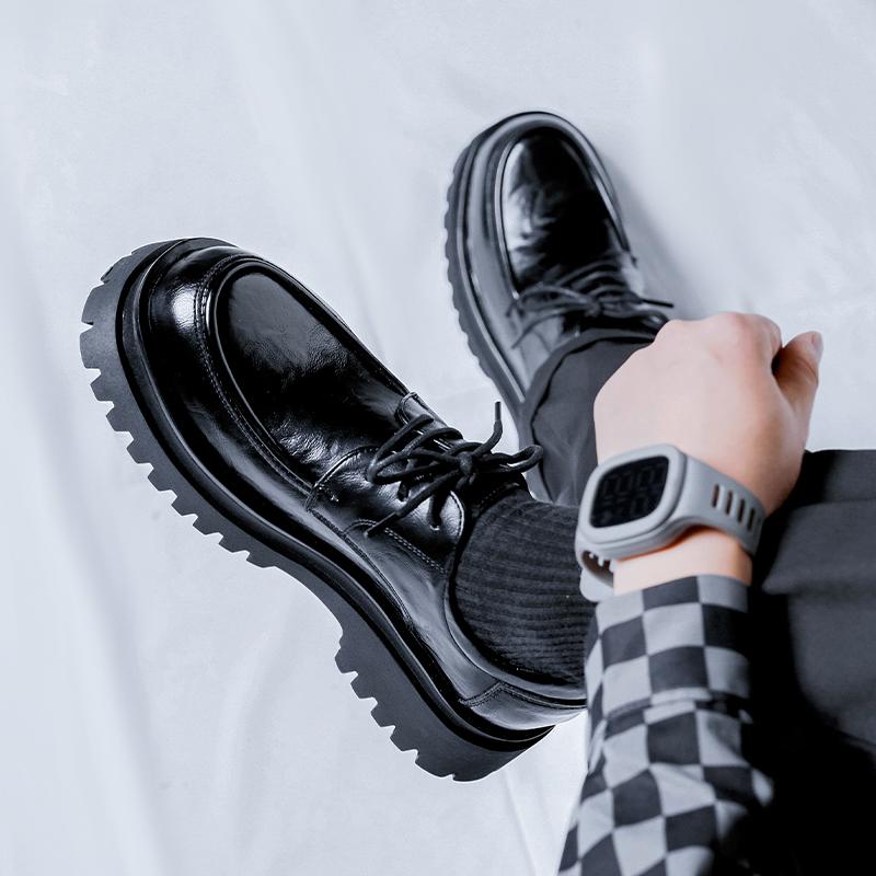 Fashion Fashionable New Men's Thick Soled Leather Shoes Male Outdoors Party Fashion Korean Simple Footwear  Men's Height Increasing
