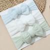 3 Stück/Set Baby-Mädchen-Stirnband Doppeltes Netzschleifen-Haarband Weicher Turban Süße Schleife Kinderkopfbedeckung Haarschmuck für Neugeborene Säuglinge