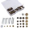 Miraiya Leather Craft Snap Fastener 60 Pairs for Jumper Snap Jeans Handmade with Storage Case Pairs 9 Set, (5 Types), Fasteners, Hooks, Buttons,