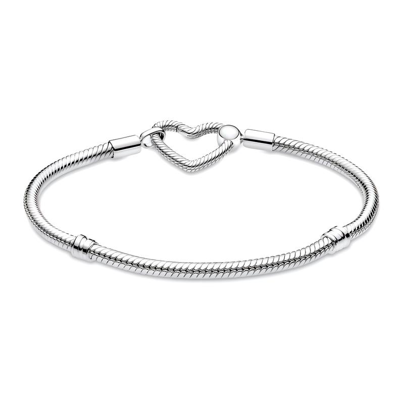 Pandora Moments Heart Buckle Snake 925 Silver Bracelet Women's 599539C00