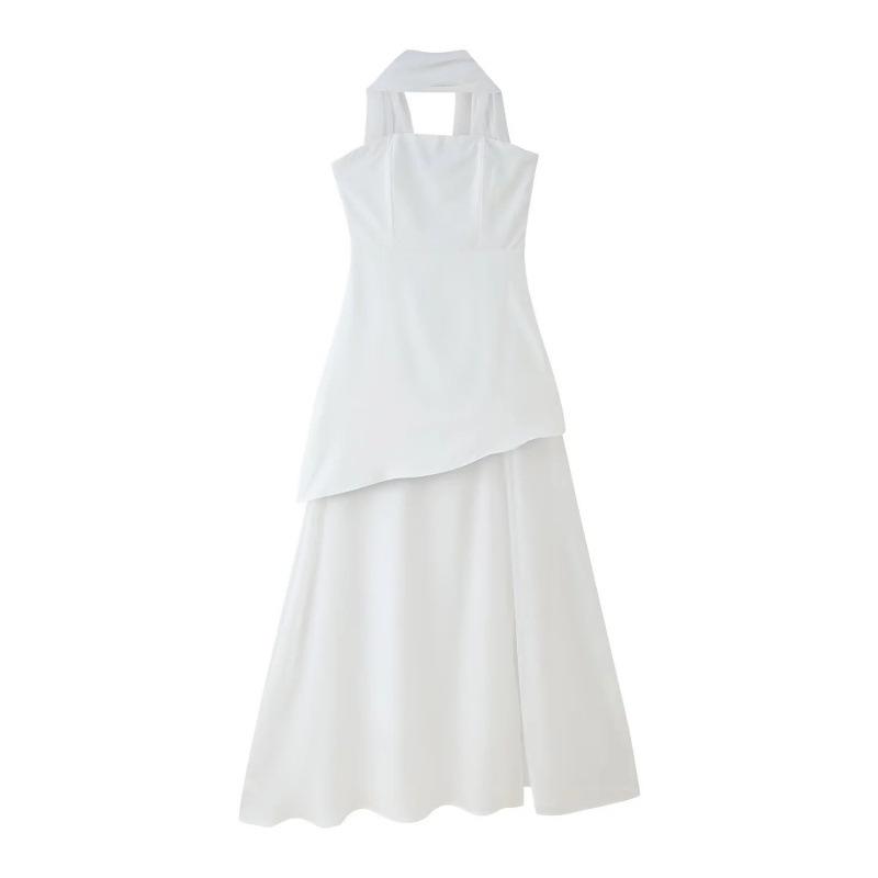 European-American Women's Strapless One-Shoulder Sleeveless Fashion Dress