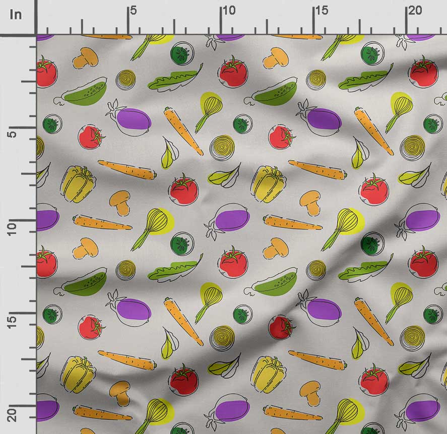 Soimoi Veggies Print,  Cotton Cambric, Quilting Fabric Sold by The Yard 42 Inch Wide, Medium Weight Cotton Fabric, Sewing  Supplies,Aquamarine