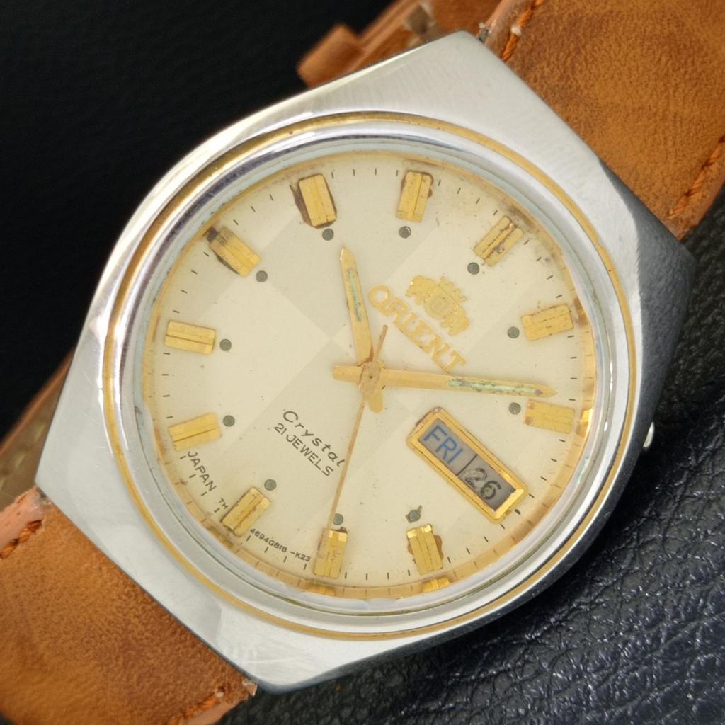 

VINTAGE ORIENT CRYSTAL AUTOMATIC 46941 JAPAN MENS ORIGINAL DIAL WATCH a702539-1 R126-a702539