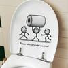 Funny Figure Holding Toilet Paper Roll Toilet Seat Sticker Bathroom Decor Self-Adhesive Removable Decal