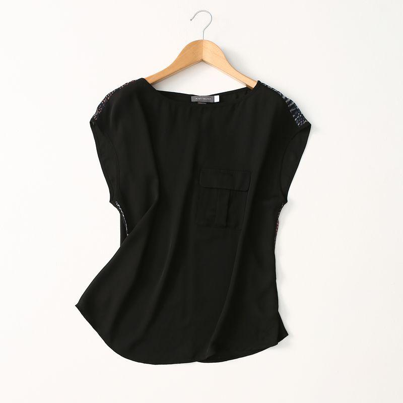 

Export Plus Size Women s Clothing Elegant Simple Stitching Stylish Chiffon Shirt Loose Slimming Thin Tops Plus Size Ladies Black Eurocode -14