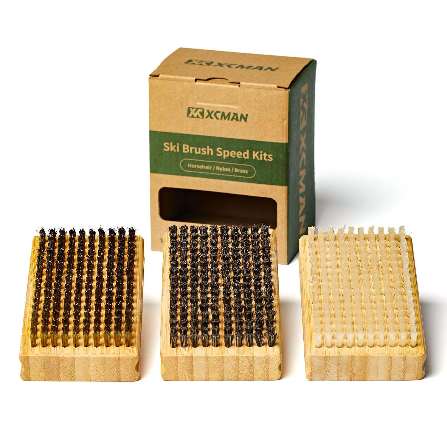 

XCMAN Ski Snowboard Waxing Brush Speed Kit 3 Pack - Нейлон/Латунь/Конский волос