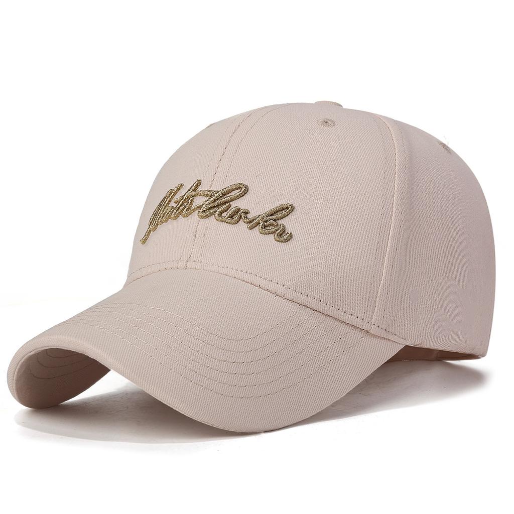 Korean-Style Retro Four-Season Washed Cotton Baseball Cap With Letter Embroidery, Unisex Hard-Top Simple Casual Dad Hat