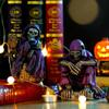 Spooky Skeleton Carrying Bell Ornaments Purple Clothed Resin Festival Ornaments  Ghost Festival