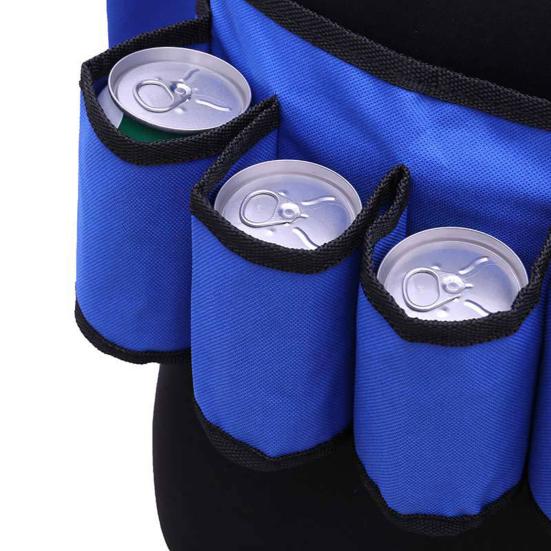 Beer Can Belt Adjustable Quick Release Multi-compartment Large Capacity with Zipper Pocket Portable Beer Can Holder Drink Bottle Belt Camping Supplies