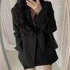 IELGY British Style Korean Style Loose Retro Hong Kong Style Black Jacket