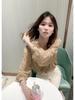 Spring/Autumn 2025 Korean Floral Chiffon Bubble Sleeve Blouse - Women's Long Sleeve Elegant Top