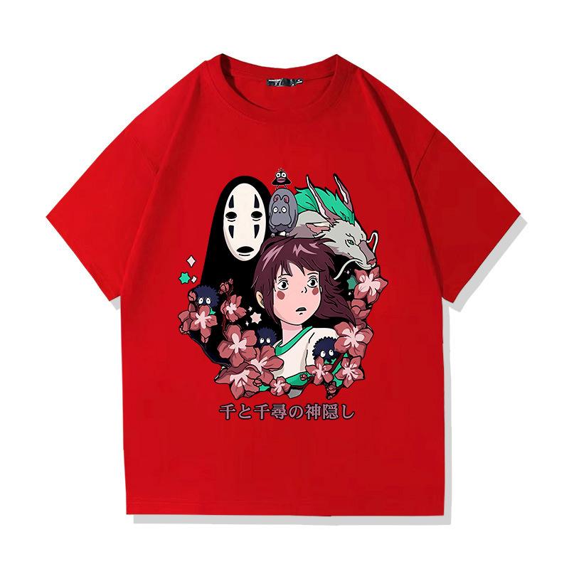 Japanese Anime Spirited Away 100% Cotton Short Sleeve T-shirt Men's and Women's Summer Fashion Brand Short Sleeve Clothes