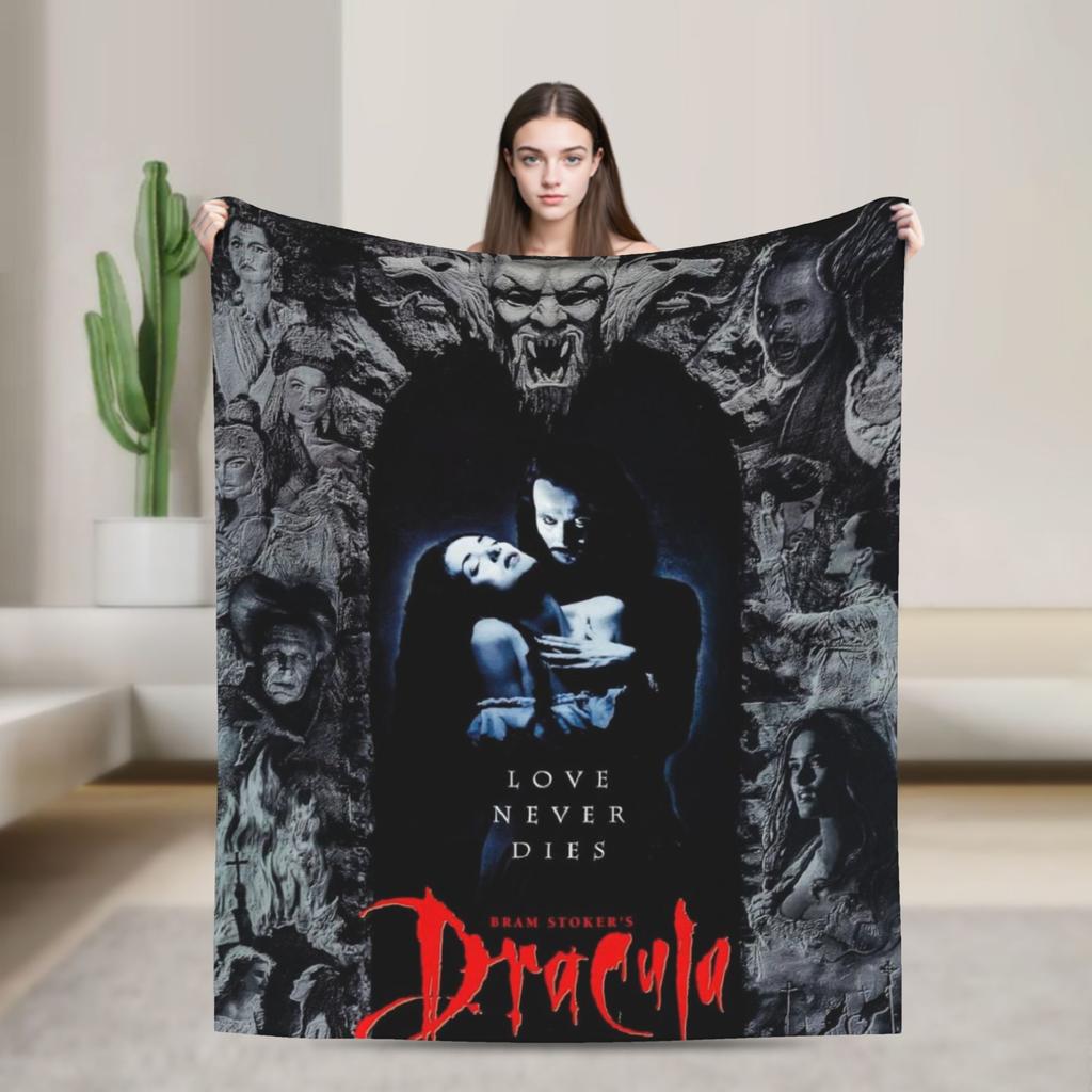Dracula Halloween Blanket  Warm Aesthetic Plush Throw Blanket For Couch Chair Sofa Bed Travel Flannel Bedspread Bed Cover