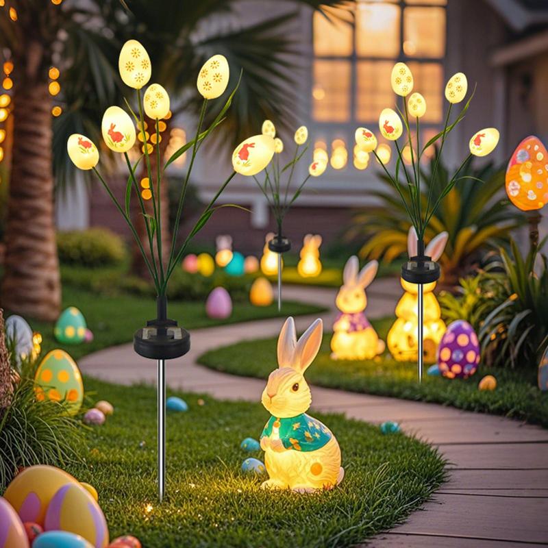 Solar Easter Egg Stake Lights Pathway LED Lighted Solar Stake Solar Easter Decorations Outdoor Easter Egg Lights for Terrace