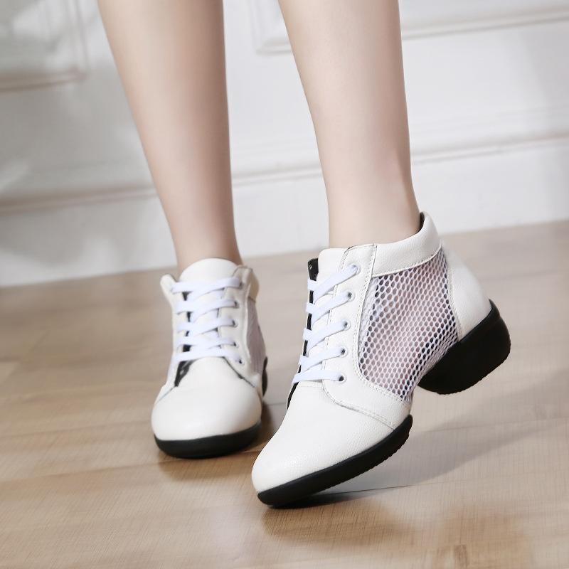 Women Genuine Leather Dance Shoes Boots Square Dance Shoes Increase Sneakers Boots Soft Sole Woman Shoes Modern