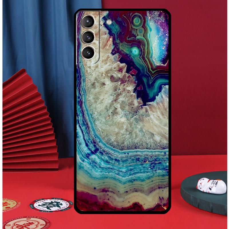 Agate Gem Crystals Marble Pattern Phone Case For Samsung Galaxy S25 Ultra S9 S10 S20 S21 FE S22 S23 Plus S24 Ultra Back Cover