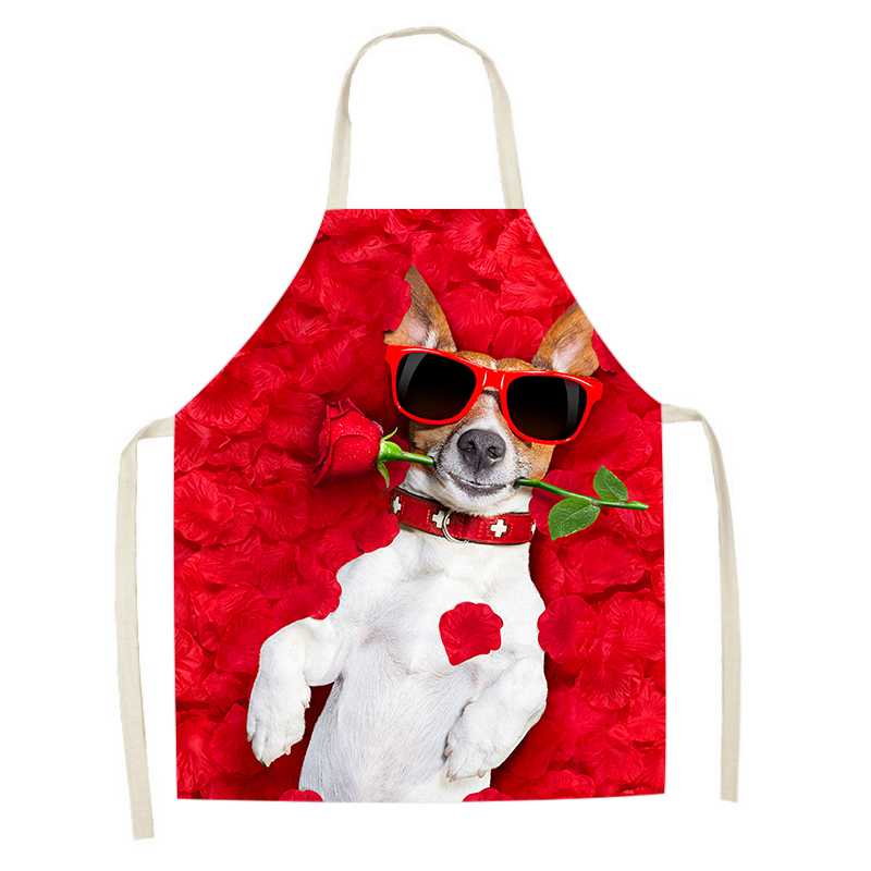

Фартук для приготовления пищи и выпечки. Фартук с милым рисунком собаки. Женский кухонный фартук. Льняной фартук без рукавов. Мужские и женские нагрудники для чистки. 47X38CM
