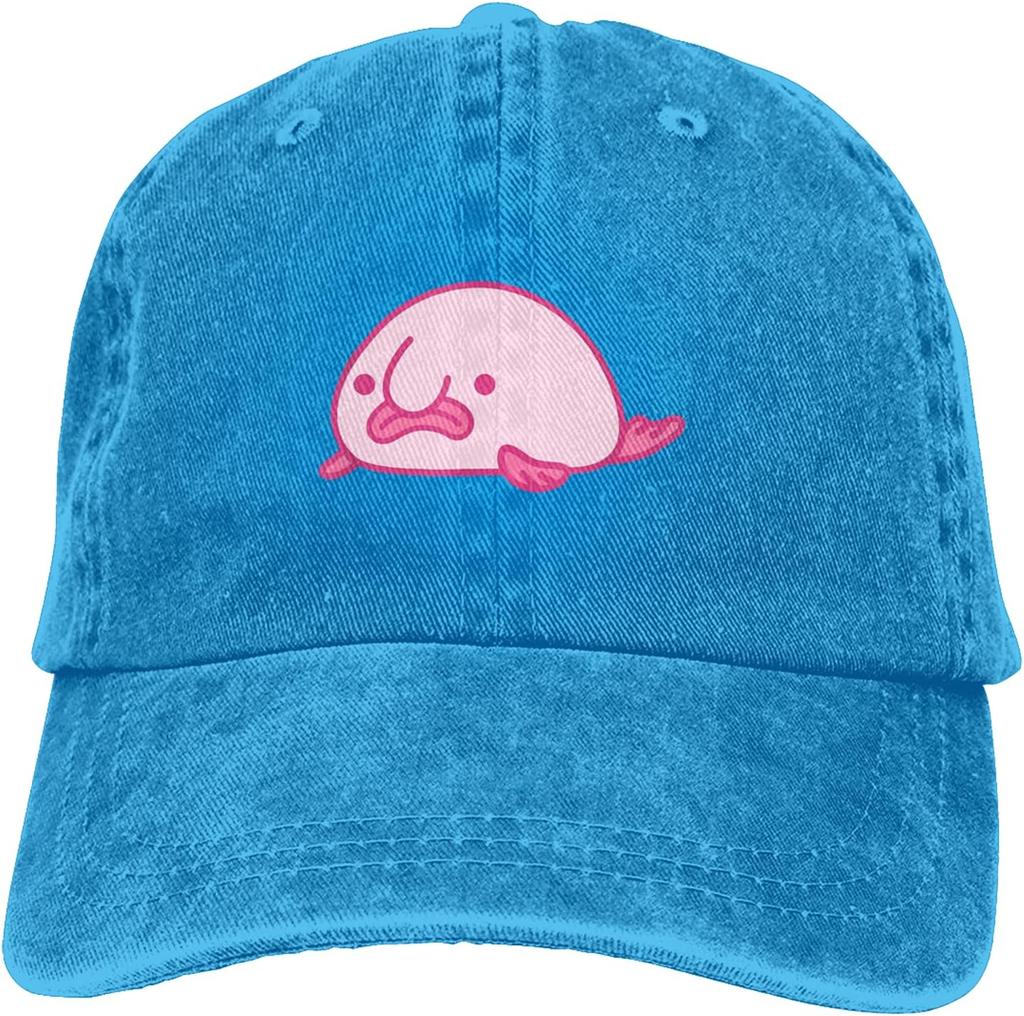 Cute Blobfish Graphic Baseball Cap Unisex Adjustable Casual Sun Protection Denim Style Hat
