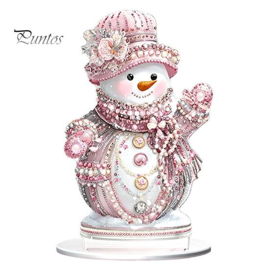 Christmas Party Centerpieces Winter Ornaments, Double-sided Acrylic Snowman/Santa Claus/Reindeer/Cottage Table Xmas Fireplace Decorations for Holiday