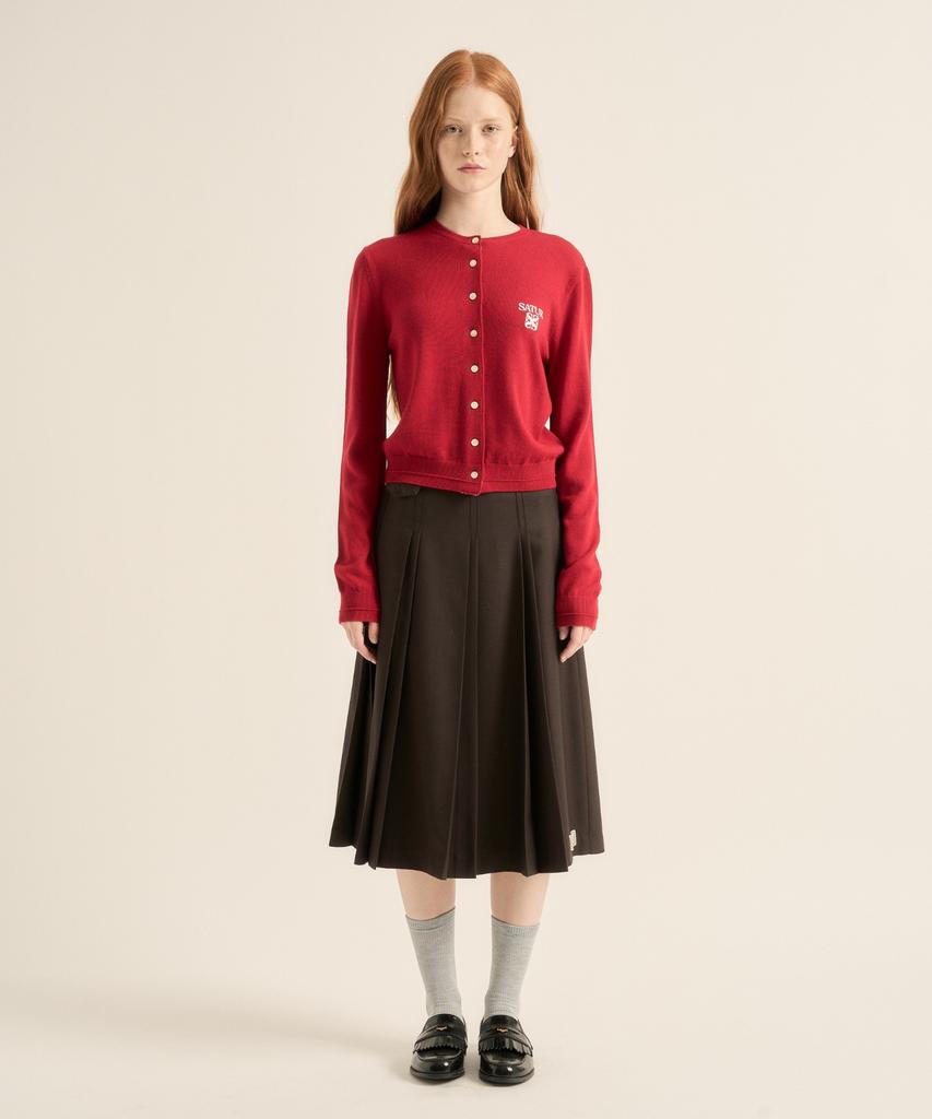 Seteo (W) Wool Pleated Skirt Brown