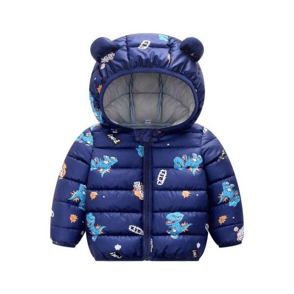 Baby Boy Hooded Lightweight Down Jacket Kids Girl Cartoon Dinosaur Zipper Coats Autumn Winter Warm Christmas Outerwear
