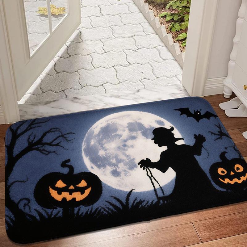 Pumpkin themed pattern, entrance mat, water absorbing foot mat, shower room, small carpet, anti slip mat, machine washable