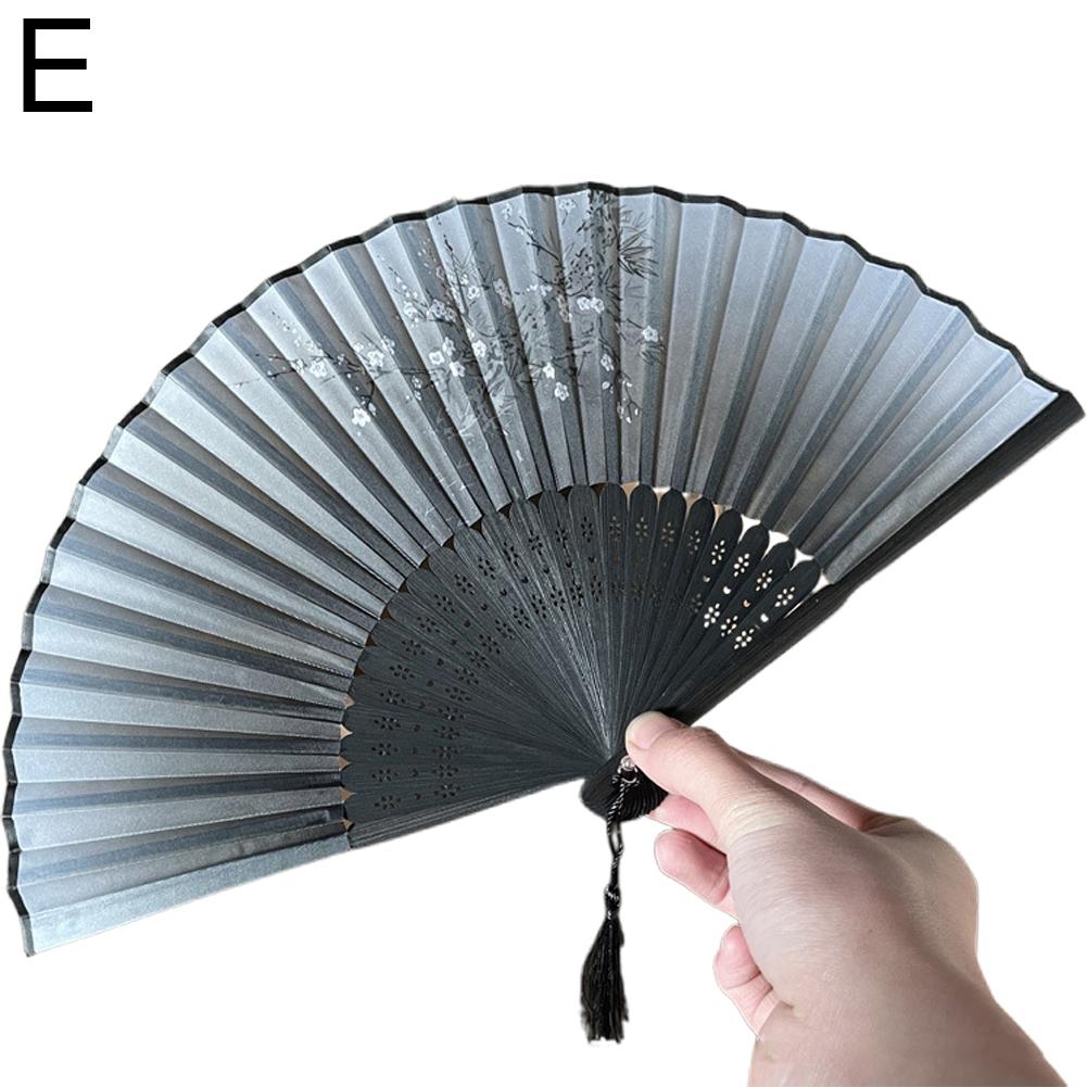 

1pcs Ancient bamboo fan Chinese Japanese Bamboo Fans Craft Gifts Women Dance Performance Props Home Decoration Ornaments чорний