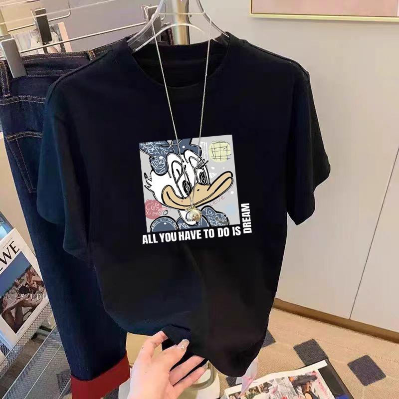 Niche Non-collision Front Shoulder Pure Cotton Short-sleeved T-shirt Women's New Fashionable Versatile Foreign Style Thin Top Summer