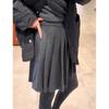 Plus Size Grey Wool-Blend A-Line Pleated Skirt – High Waist, Slimming, Short for Petite Chubby Women, Spring/Autumn