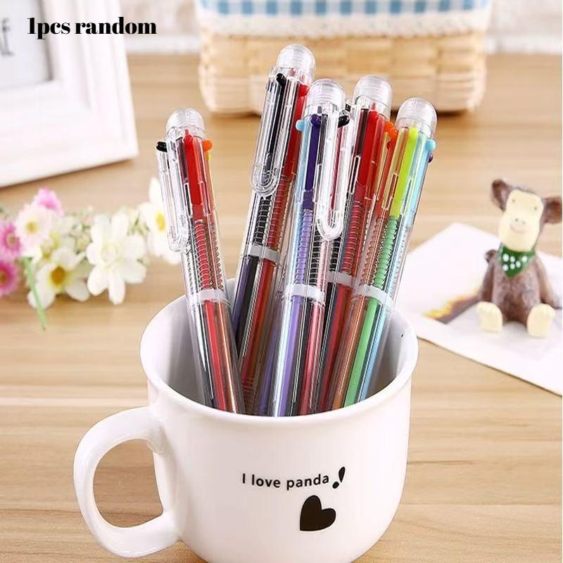 

Creative Transparent 6color Ballpoint Pen Cute Kawai Student Stationery Multi Color Office School Supplies Writing Supplies