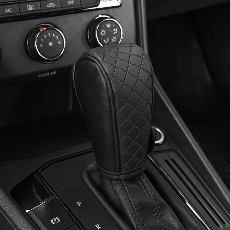 Universal Perforated Breathable Cowhide Gear Cover For Automotive Products Carbon Fiber Patterned Leather Gear Cover