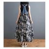 Women's Loose Chiffon Printed Denim Suspender Mid Length Dress