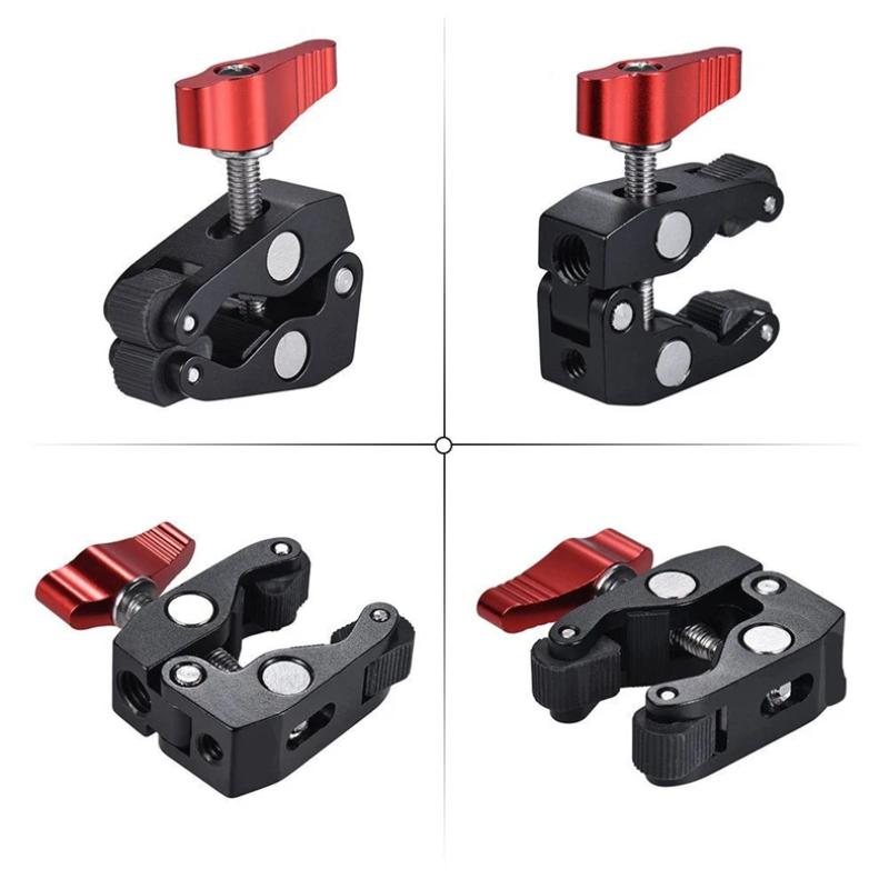 Super Clamp Camera Clamp Mount Monitor 360° Ballhead Magic Arm Double Ball Head Adapter for DSLR Camera/Gopro/LED Lights/phone