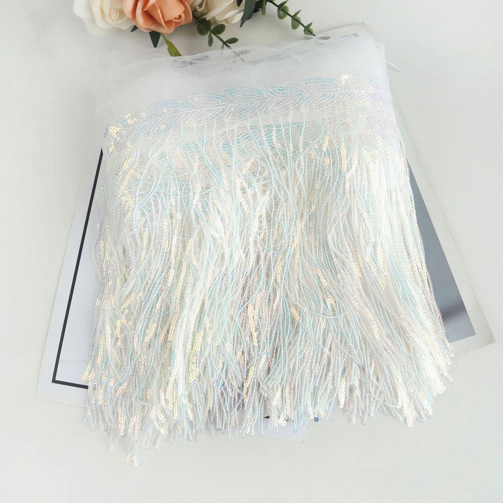 10 Yards DIY Accessories Lace Ribbon 20cm Width Glitter Tassels Decorative Trimmings Dance Costume