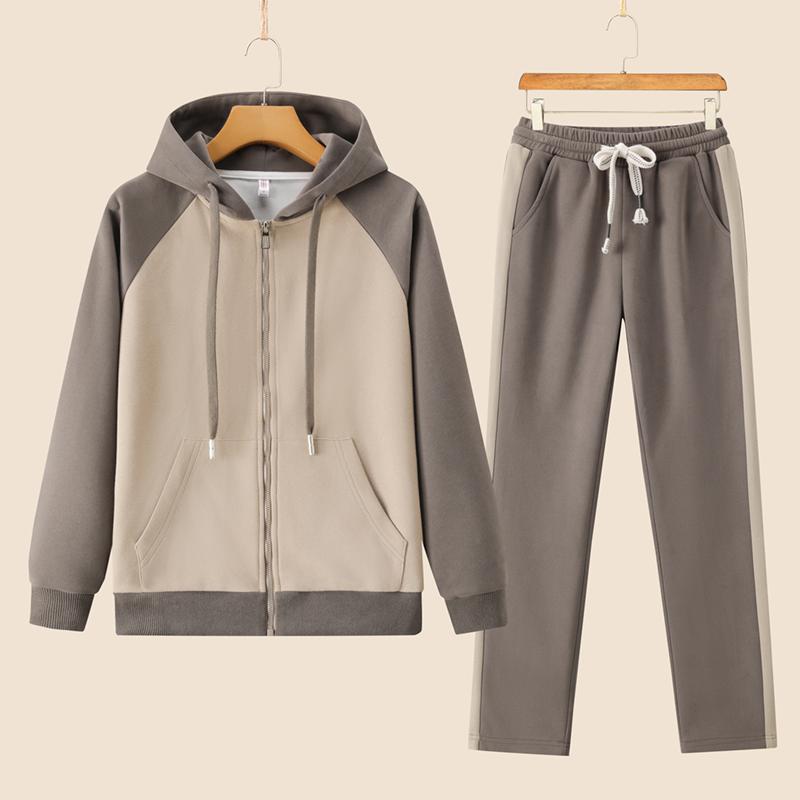 Moda Casual Sportivo Felpa con Cappuccio Pantaloni Set Manica Lunga Giacca con Cappuccio 2 Pezzi Set Pantaloni con Coulisse Primavera Femminile Tute da Corsa