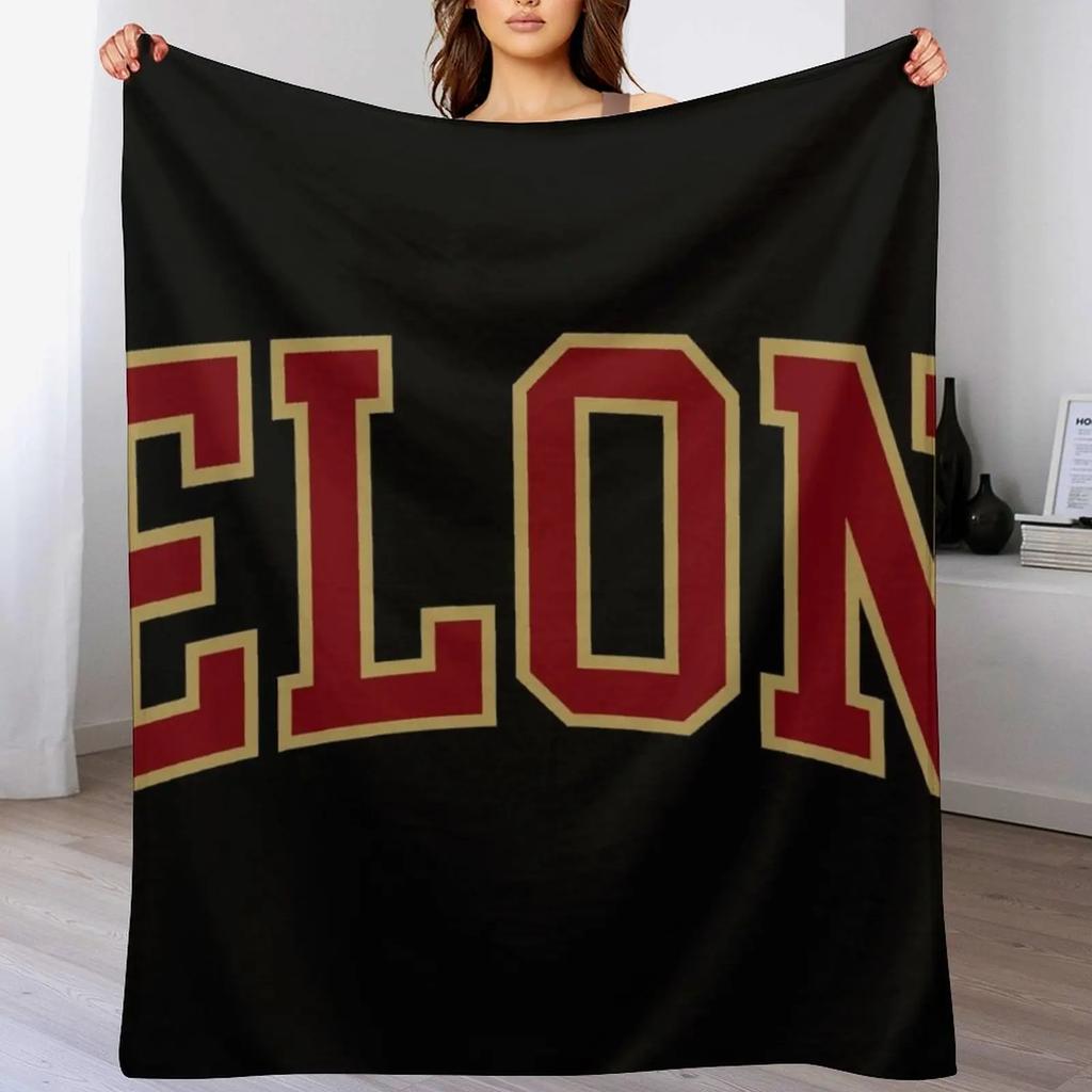 Elon College Font Curved Throw Blanket Warm Accent Blanket for Living Room Decoration