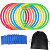 YUGANG Rakucamp KenKenpa Ring 10-Piece Set Colorful Exercise Play Diameter 28cm 38cm 48cm Kids Motor Skills Improvement Includes Joints and Storage