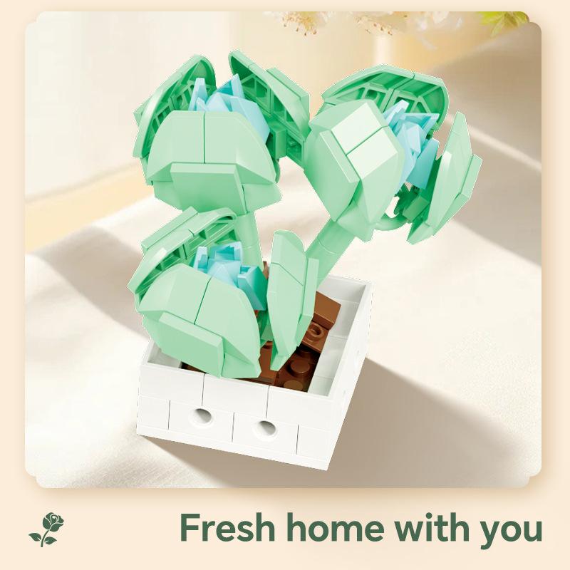 Small Particle Building Block Splicing Flower Potted Plant Creative Assembly Home And Daily Necessities Ornament Toy
