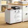 Office Pedestal Lockable Storage Unit with 3 Drawers and Adjustable Shelf, Wheels, 40 X 60 X 56 Cm, White