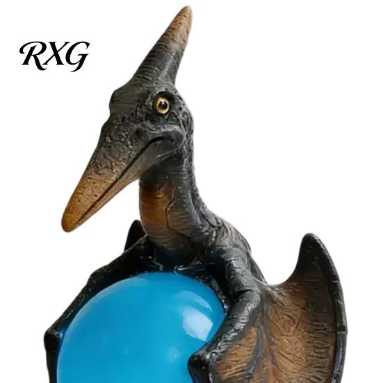 Hand-painted Dragon Lamp Pterosaur Night Light, Resin Gothic Table with Glowing Faux Crystal Bedroom Lighting Ball, Fantasy Desk Decor for Office,