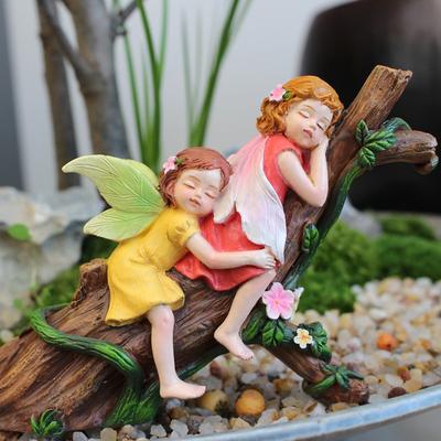 Schlafende Blumenfee Figur, Kleiner Gartenzwerg, Kreative Haus- und Gartendekoration, Harz-Handwerk