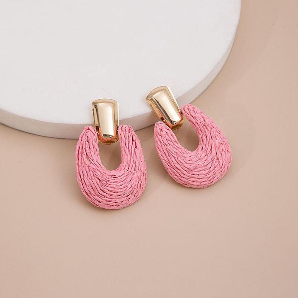 Scalloped Earrings Beach Tassel Earring Solid Color Hollow Round Earrings Lady