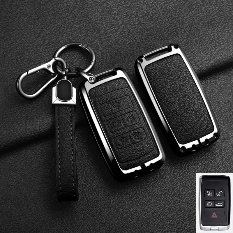 Alloy Leather Car Remote Key Case Cover For Jaguar XF XJ XE S-Type F-Type X-Type F-Pace I-Pace E-Pace Android XFR XKR Keychain