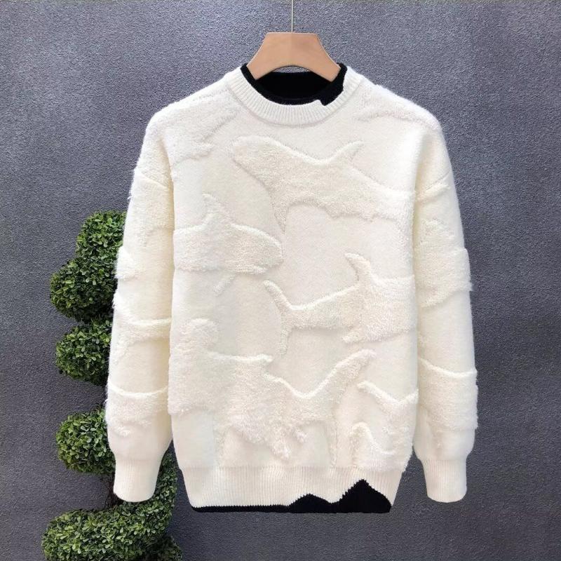 Autumn Winter Fashion Round Neck Long Sleeve Solid Sweaters Men's Clothing Casual All-match Warm Simplicity Knitting