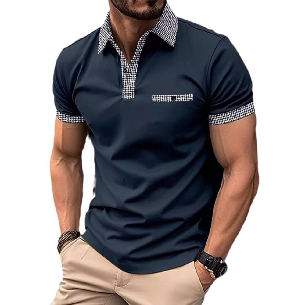 Summer Men's Short Sleeved Color Blocked Sports Polo Shirt