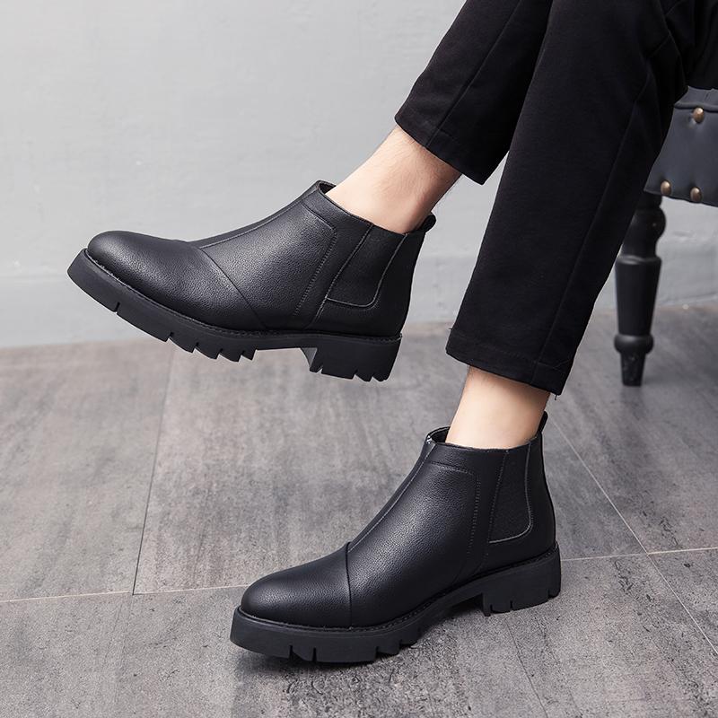 Men Shoes Casual Vintage Men Chelsea Boots Platform Motorcycle Boots Botas Hombre Genuine Leather Ankle Boots Men Comfortable